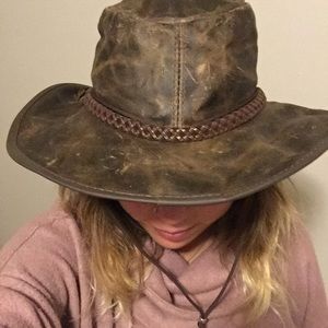 leather crusher hat